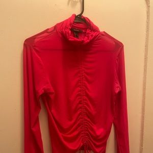 Hot Pink Mesh Long Sleeve Top